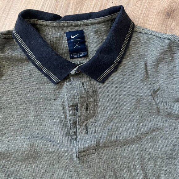 ** Nike Golf Mens Heathered Gold Black Collared Button Short Sleeve Polo Large - Picture 7 of 8